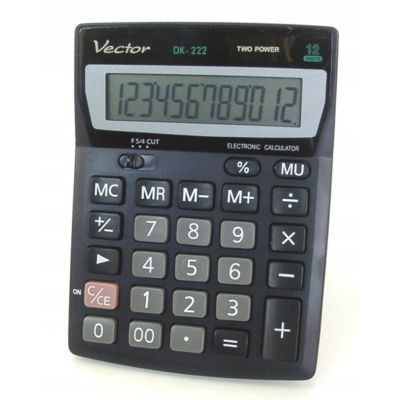 Vector KAV DK-222 desktop calculator, 12-digit, 103x137mm, black