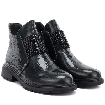 8. Women's patent leather ankle boots, green, M.Daszyński MR2501