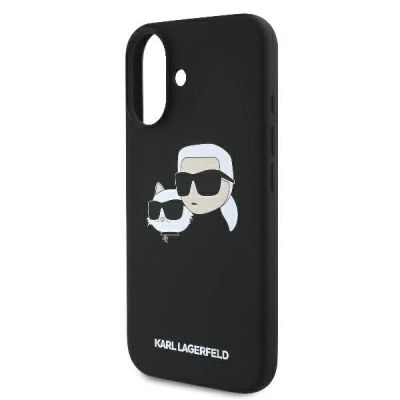 6. Karl Lagerfeld Silicone Nauble Heads Print MagSafe Case for iPhone 16 - Black