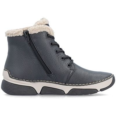 2. Women's leather ankle boots, insulated, black, Rieker 45946-00