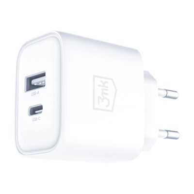 11. 3mk DualCharge 20W PD3.0 QC 3.0 PPS USB 1A1C Wall Charger - White