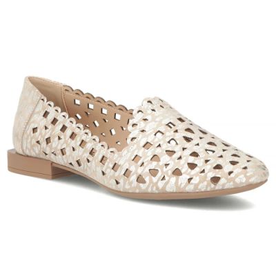 Women's leather openwork shoes, beige, Filippo DP7710