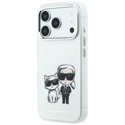 2. Karl Lagerfeld Smooth Karl & Choupette Bodies Sketch MagSafe Case for iPhone 18 Pro / 17 Pro - Beige