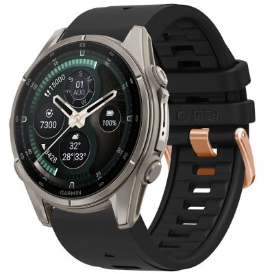 Tech-Protect Silicone Strap for Garmin Fenix 5S / 5S Plus / 6S / 6S Pro / 7S / 8 / 9 / 9 Pro (43 mm) – Black