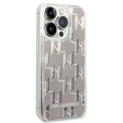 4. Karl Lagerfeld KLHCP14LLMNMS iPhone 14 Pro 6.1 "hardcase silver / silver Liquid Glitter Monogram
