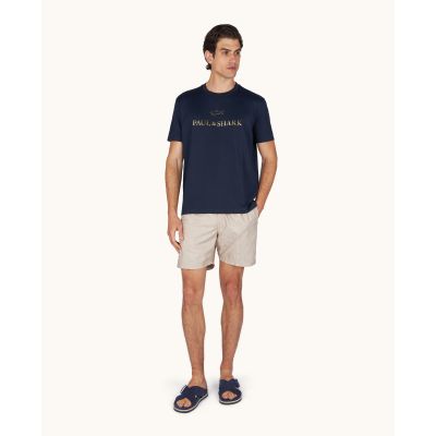 6. Paul&Shark Men's Cotton T-shirt Navy Blue and Gold 99311007-50E - Classic Cut, Logo