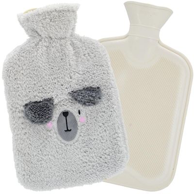 2. RUBBER HOT WATER BOTTLE 1.75L IN ANIMAL COVER - GRAY
