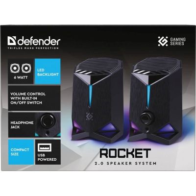 8. DEFENDER ROCKET 2.0 SPEAKERS 6W LED USB BLACK 65094