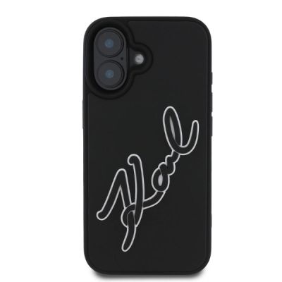 3. Karl Lagerfeld 3D Rubber Signature iPhone 16 Case - Black