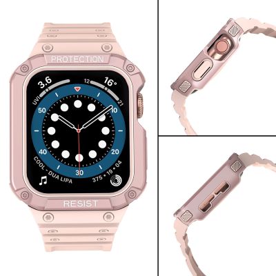 4. Protect Strap Band for Apple Watch 42/44/45mm Armored Case Strap - Pink