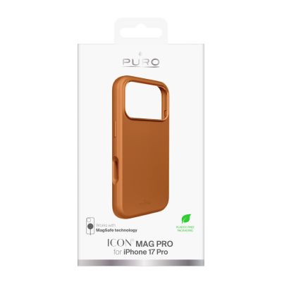 2. Puro Icon Mag Pro Liquid Silicone Case for iPhone 17 Pro, MagSafe Compatible, with Camera Protection and Aluminum Buttons - Orange
