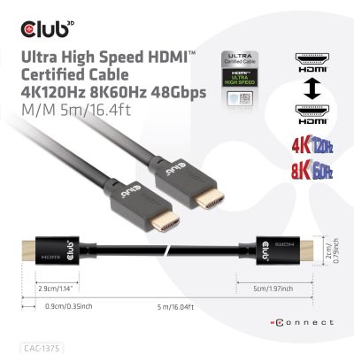 6. CLUB3D CAC-1375 HDMI Cable 5m HDMI Type A (Standard) Black