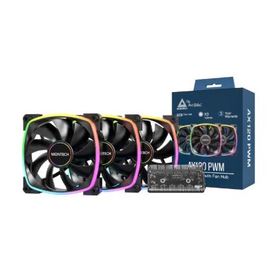 Montech AX120 PWM ARGB fan, 3 pcs., - 120mm