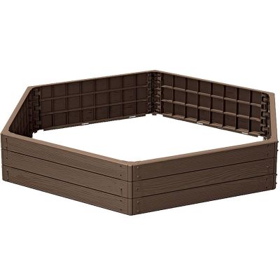 7. GARDEN FLOWER BED BASE WOOD EDGE 6 ELEMENTS RUSTIC BRICK