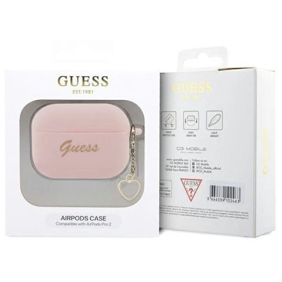 4. Guess GUAP2LSCHSP AirPods Pro 2 cover pink/pink Silicone Charm Heart Collection