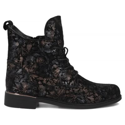 2. Women's leather ankle boots with floral pattern, black Filippo DBT8283
