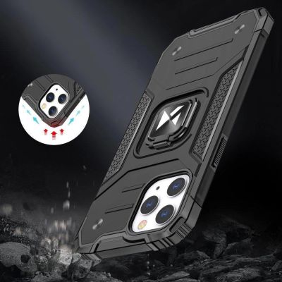 7. Wozinsky Ring Armor case for iPhone 14 Pro armored cover magnetic holder ring silver