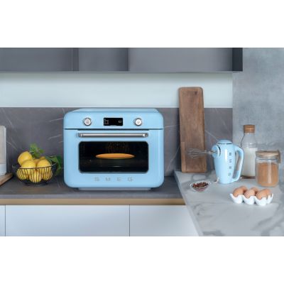 13. Smeg COF01PBEU Small Blue Steam Oven Buttons, Rotary