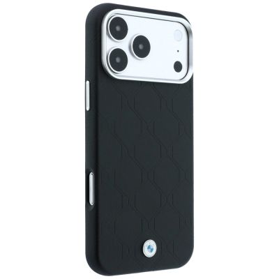 4. BMW Sign Deboss Quilted Metal Logo MagSafe Case for iPhone 18 Pro / 17 Pro - Black