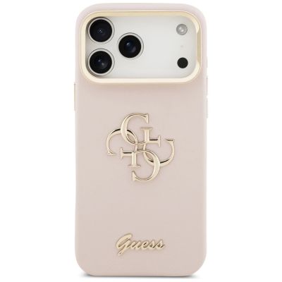 3. Guess Grained Big 4G & Stand Camera Case for iPhone 17 Pro Max - Pink