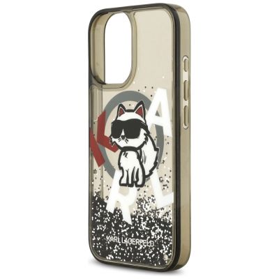 6. Karl Lagerfeld Liquid Glitter Choupette Logo MagSafe iPhone 17 Case - Black