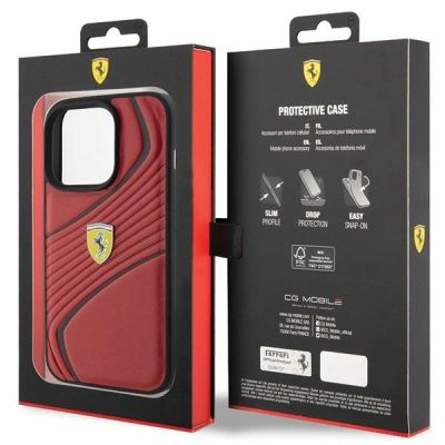8. Ferrari Twist Metal Logo case for iPhone 15 Pro - red