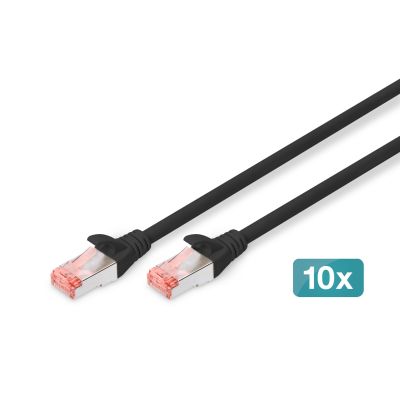 Patch cord RJ45-RJ45, cat.6, S/FTP, AWG 27/7, LSOH, 2m, black, 10pcs