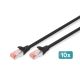 Patch cord RJ45-RJ45, cat.6, S/FTP, AWG 27/7, LSOH, 2m, black, 10pcs