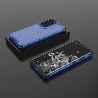 13. Honeycomb case armored cover with a gel frame for Samsung Galaxy S22 Ultra blue