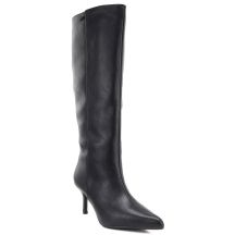 Women's leather boots with a high heel, insulated, black Big Star UU274497