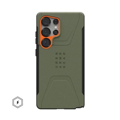 Urban Armor Gear Civilian Case 17.3cm (6.8") (Samsung Galaxy S25 Ultra) Olive, Orange