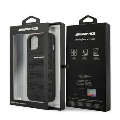 8. AMG AMHCP14MGSEBK iPhone 14 Plus 6,7 "black / black hardcase Leather Debossed Lines