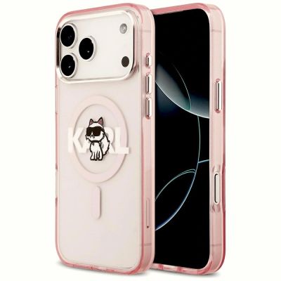 Karl Lagerfeld IML Choupette Sketch Logo MagSafe Case for iPhone 17 Pro Max - Pink