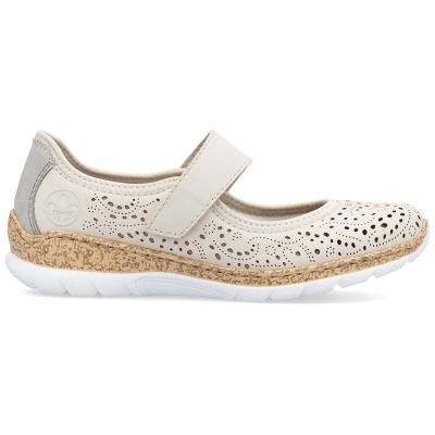 2. Rieker N4299-60 comfortable women's shoes with openwork velcro in beige