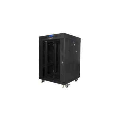 6. LANBERG FLOOR RACK CABINET 19" 15U 600X600 GLASS DOOR LCD BLACK FF01-6615-12BL (FLAT PACK)