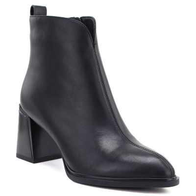 Women's black leather high-heeled ankle boots Vinceza 67057