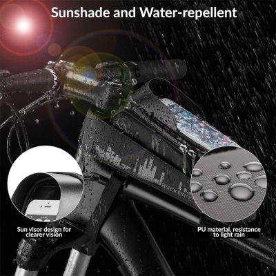 3. Rockbros 029-1BK bicycle bag for frame with phone cover - black