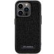 3. Karl Lagerfeld Rhinestone Logo Metal Plate case for iPhone 15 Pro Max - black