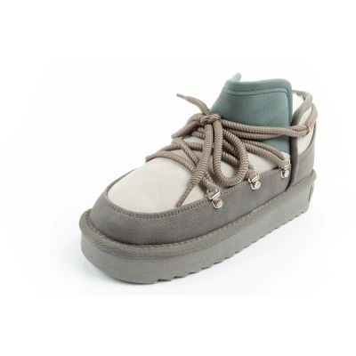 3. D.Franklin women's winter snow boots, fashionable insulated ankle boots, gray