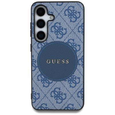 3. Guess 4G Round Patch Classic Logo MagSafe case for Samsung Galaxy S25 Plus blue