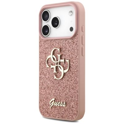 2. Guess Fixed Glitter Big 4G Case for iPhone 17 Pro - Pink