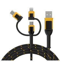 Dewalt USB Cable USB-A - USB-C + microUSB + Lightning 1.8 m Black (DXMA131-1356-DWG)