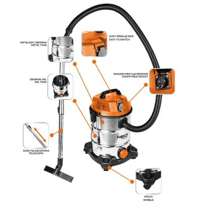 NEO TOOLS VACUUM CLEANER 1400 W 30 L