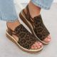 15. Women's beige leopard print platform sandals Rieker 62741-90