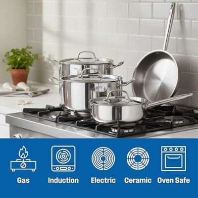 3. ELLE Home ECCS200412A steel cookware set, 12 pieces