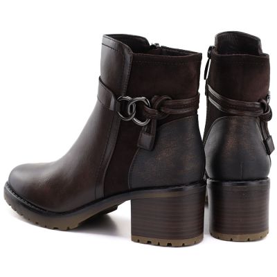 4. Women's insulated ankle boots with a block heel, brown, Potocki SZ12873