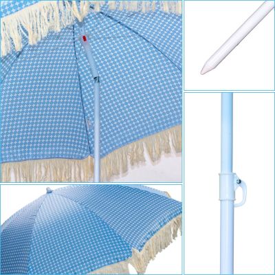 10. BEACH AND GARDEN UMBRELLA WITH FRINGE 174 CM BLUE