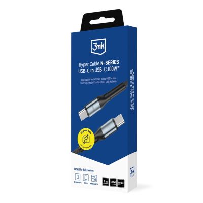 8. 3mk Hyper Cable N-SERIES USB-C / USB-C 3m PD 3.0 QC 3.0 20V / 5A 100W - black