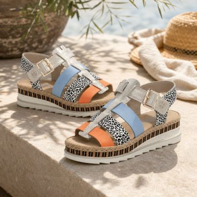10. Rieker V7904-90 Women's Leather Wedge Sandals