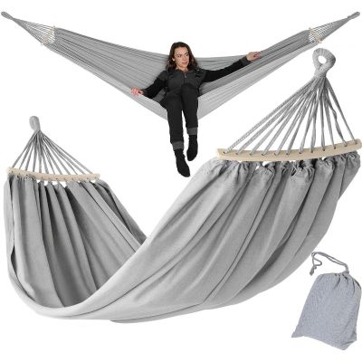 13. GARDEN HAMMOCK 2-PERSON LUXE XXL 250x150CM WITH SPREADER BAR AND COVER GRAY 1031170
